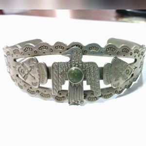 Native turquoise and sterling silver cuff bracelet for adults